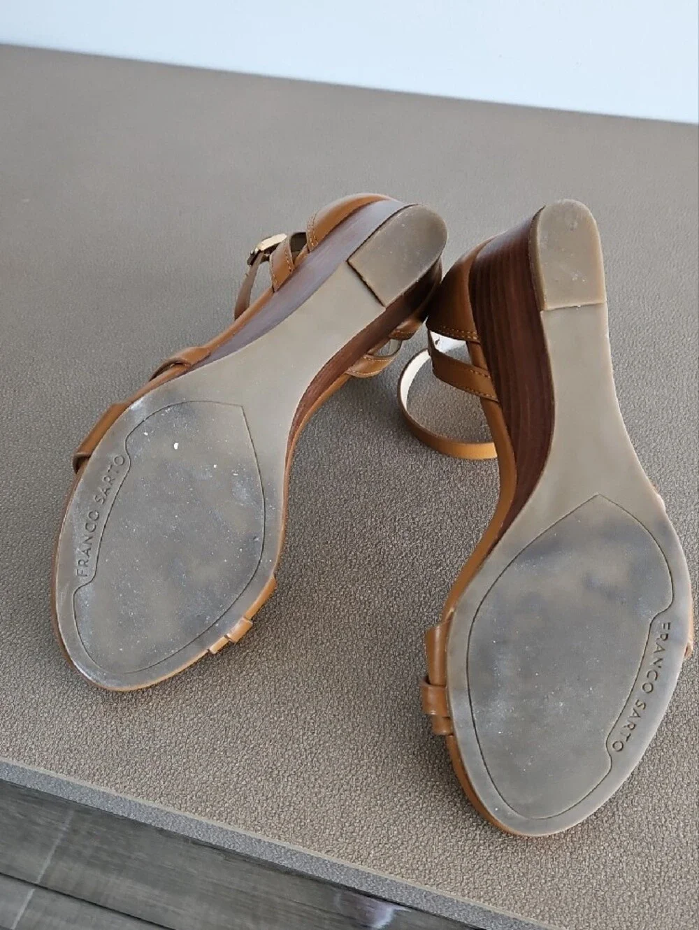 Franco Sarto Cognac Strappy Ankle Sandals